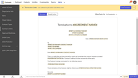 Screenshot of where amendment, extension, renewal, and termination letters can be automatically generated based on the letter templates capturing the current changes made and the entire history of the contract.
