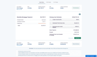 Screenshot of Provide customers with details of expected monthly payment and closing costs