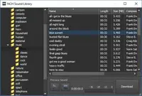 Screenshot of The full Sound Effects Library comes with WavePad Master's edition and gives you access to 800 SFX files and 200 music files that you can add to ringtones, podcasts, movie soundtracks, and more.