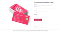 Screenshot of The business card product page in online catalog