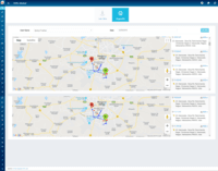 Screenshot of Field Sales GPS Pugmarks - Map View and Checkpoints with kilometer travel listed on same screen