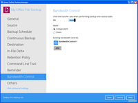 Screenshot of Bandwidth throttling setting in AhsayOBM client backup software