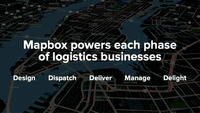 Screenshot of Mapbox Navigation products serve every stage of business logistics, fleet managers, and delivery companies.