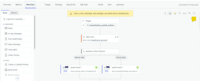 Screenshot of drag and drop messages, time delays, and branches where desired, to build cross-channel campaigns.