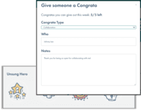 Screenshot of Congrata: peer-to-peer recognition for key values and behaviours
