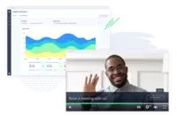 Screenshot of A link can be added as an in-video call-to-action that drives buyers to next steps– from providing additional resources to booking a meeting right from the video.