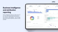 Screenshot of Business Intelligence reporting, not just open and click rates. Ortto gives businesses instant, real-time access to simplified business intelligence, reporting, and dashboard tools with built-in revenue attribution to track the metrics that matter.