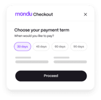 Screenshot of Mondu offers payment terms of 30, 45, 60 and 90 days.
