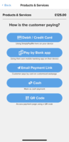 Screenshot of Payment methods available