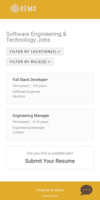 Screenshot of Career Site Mobile View