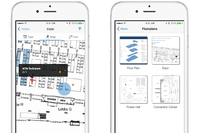 Screenshot of Indoor positioning, animated floor plans to quickly find rooms, and reverse mapping make navigation easy in the event app.