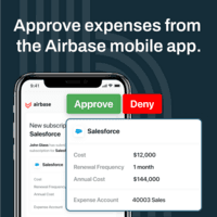 Screenshot of the Airbase mobile app, which enables users to approve expenses.