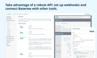 Screenshot of Baserow's API: Supports webhooks and connects Baserow with other tools.