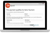 Screenshot of an early payment, that suppliers can accept and is processed that day