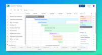 Screenshot of Visor is more than just a spreadsheet. Each workbook tab can be set up with a different view and featuring different subsets of data. The drag-and-drop Gantt View featured here is connected with two-way syncing dates from Jira.