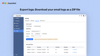 Screenshot of Export logs: Download your email logs as a ZIP file