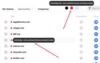 Screenshot of Filters (Verified Listing Submission) - Results are automatically sorted by “submittability”, so you can go straight to the sites that will let you quickly and easily submit your business to get a new citation and link for your business.