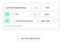 Screenshot of audience segmentation based on engagement, purchase activity, lead score, or any other dimension