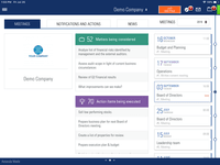 Screenshot of The dashboard contains your matters, meetings, and action items.