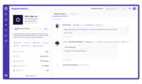 Screenshot of Get a holistic view of each organization including company accounts, members, and overview of the latest comments and activities.