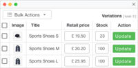 Screenshot of Bulk update product price and stock