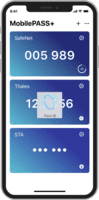 Screenshot of MobilePASS+ Face ID - You can also unlock the authentication token provided by the SafeNet Trusted Access MobilePASS+ application using Face ID.