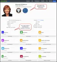 Screenshot of A single employee profile panel stores all employee data including personal documents, PTO requests, banking, skills, certifications, and awards.