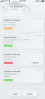 Screenshot of Allows employees to apply for exception regularization requests