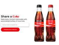 Screenshot of Coca Cola's mass customization campaign powered by Spiff3D