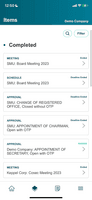Screenshot of Mobile - Completed Agenda Items