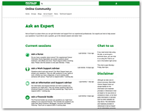Screenshot of Macmillan Cancer Support - ask an expert section.