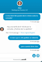 Screenshot of Multilingual chat support (English and Spanish)