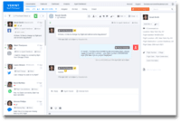 Screenshot of Verint Messaging provides customizable content inboxes (left), a straightforward communication window (middle), and case history for full context (right)