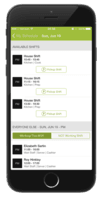 Screenshot of Employees are able to swap and pick-up shifts from the HotSchedules Mobile App. All shift changes or requests require a manager's approval.