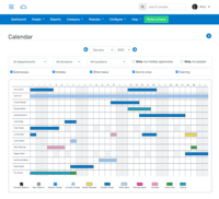Screenshot of the a birds-eye view of who’s off and when with the holiday calendar. The Breathe calendar with Office 365 or Google calendar.