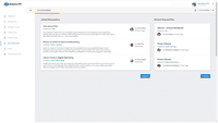 Screenshot of On the “Communities” tab - “Latest Discussions” and “Recent Shared Files” are available along with the person name who has posted them. Users can click the “More” button to expand the list. “Latest Discussions” carry a short description of the topic.