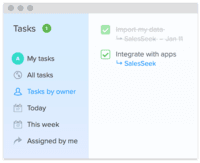 Screenshot of Tasks management system