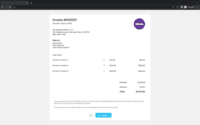 Screenshot of Digital Invoicing – custom-branded invoices can be sent to clients to get paid safely and securely. Multiple currencies available.