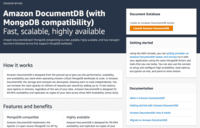 Screenshot of Amazon DocumentDB (with MongoDB compatibility) is a fast, scalable, highly available, and fully managed document database service that supports MongoDB