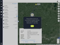 Screenshot of real-time flight tracking to monitor aircrafts' flight route that send specific flight information such as location, speed, altitude, and precise GPS position from anywhere.