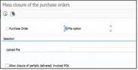 Screenshot of Purchase Order closure en masse.