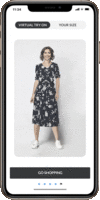 Screenshot of 3. Photo-based virtual try-on and size recommendation output
In a few moments, your customers will see how each product looks on them and get a size recommendation personalized to their unique body