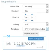 Screenshot of Backup Schedule