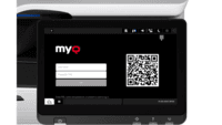 Screenshot of MyQ X embedded panel and a dynamic QR code for secure login
