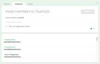 Screenshot of web-app creating teams & inviting team members