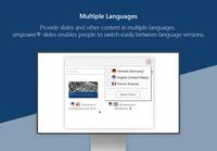 Screenshot of Multinational companies can provide slides and other content in multiple languages. empower® slides enables people to switch easily between language versions.