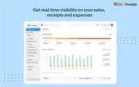 Screenshot of Get a quick snapshot of your business health and know your monthly sales, current and overdue invoices, payments collected, your top expenses, and more.