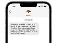 Screenshot of Quickly communicate with any team, department of individual with text message notifications.