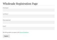 Screenshot of Easily create custom registration forms for wholesale customers, capturing all your required business information.