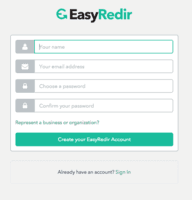 Screenshot of Signing up is simple.